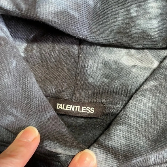 Talentless Mens Premium Hooded Sweatshirt Black Tie Dye - Picture 4 of 8